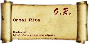Ormai Rita névjegykártya