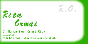 rita ormai business card